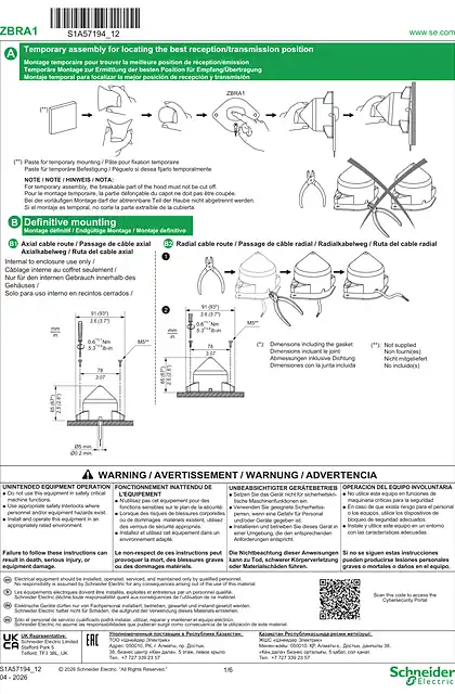 schneider施耐德ZBRA1 - Relay Antenna_ 说明书